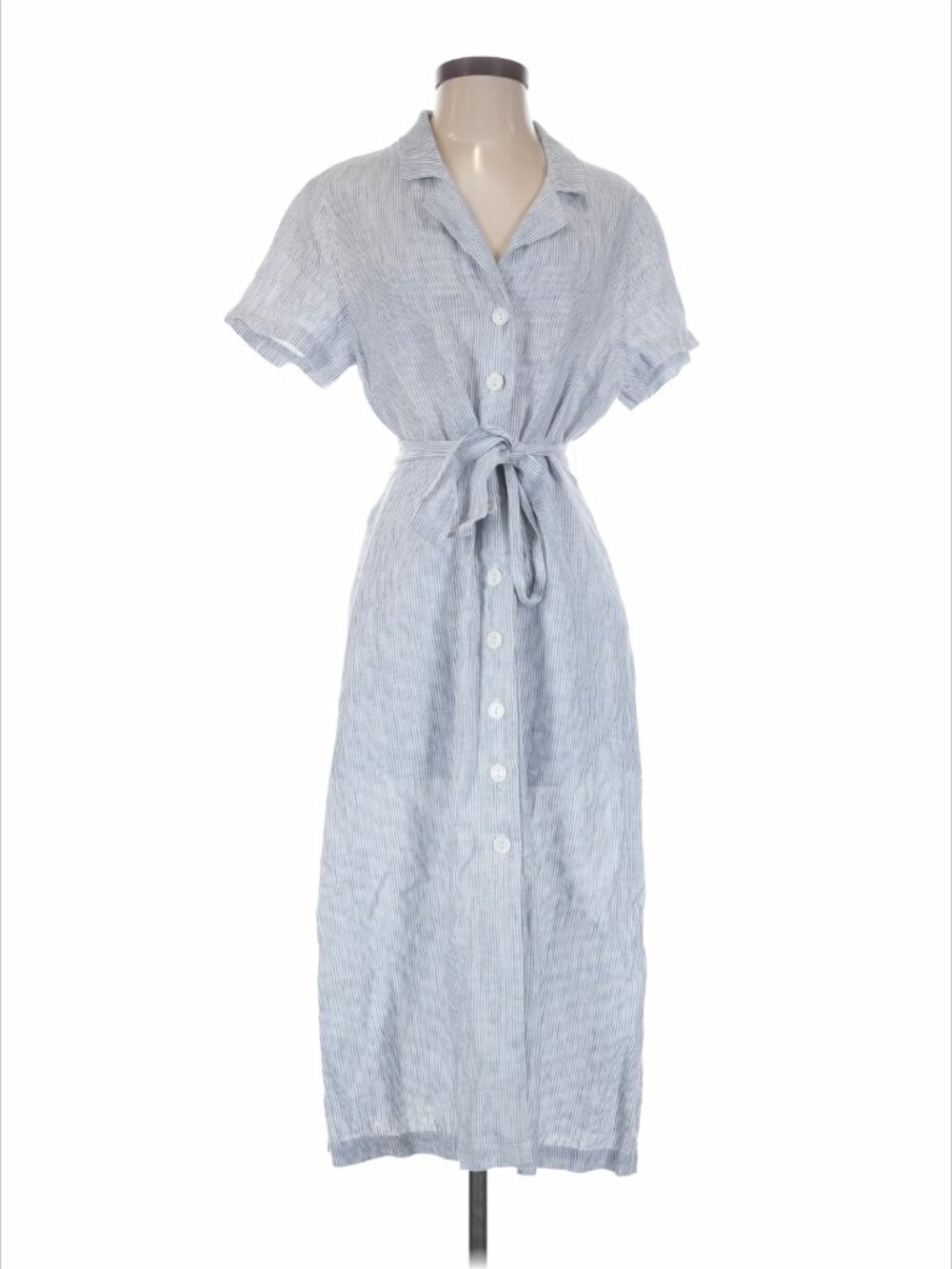 Quince blue pinstripe linen dress
